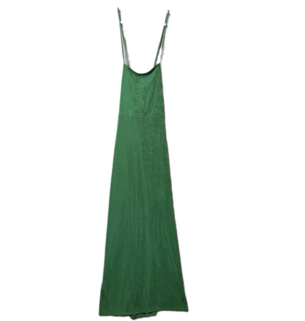 NWT Wild Fable Emerald Green Lace-Up Back Maxi Bodycon Dress Women's XL Stretch